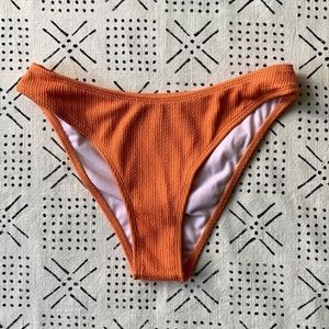 PrettyLittleThing Orange High Cut Cheeky Swim Bikini Bottom Sz 4